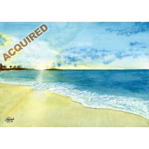 Beach at Dawn, Original Painting, A4